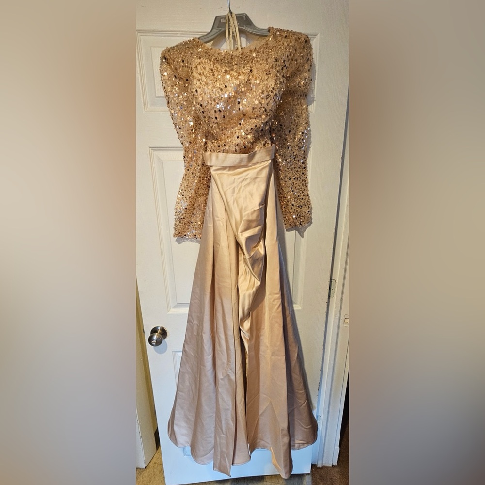 Elegant Sequin and Satin Evening Gown